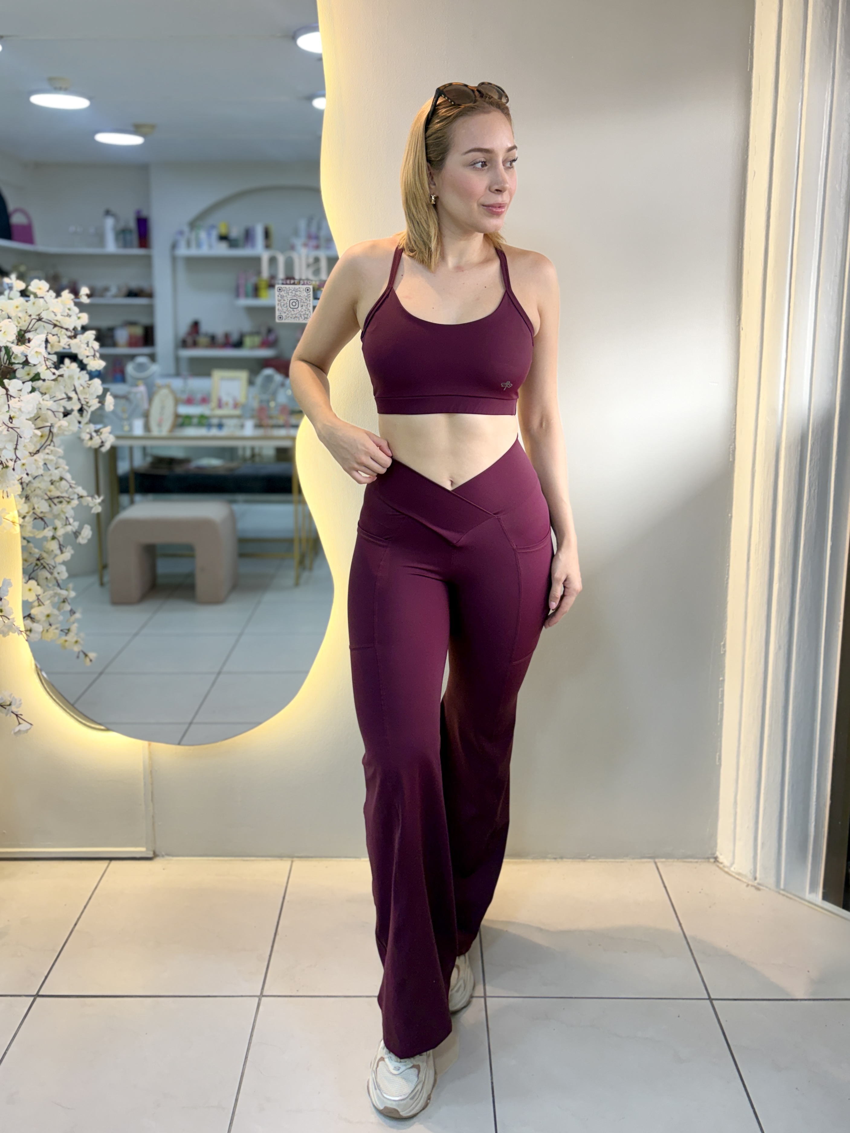 Flare Legging en V - Berry Wine