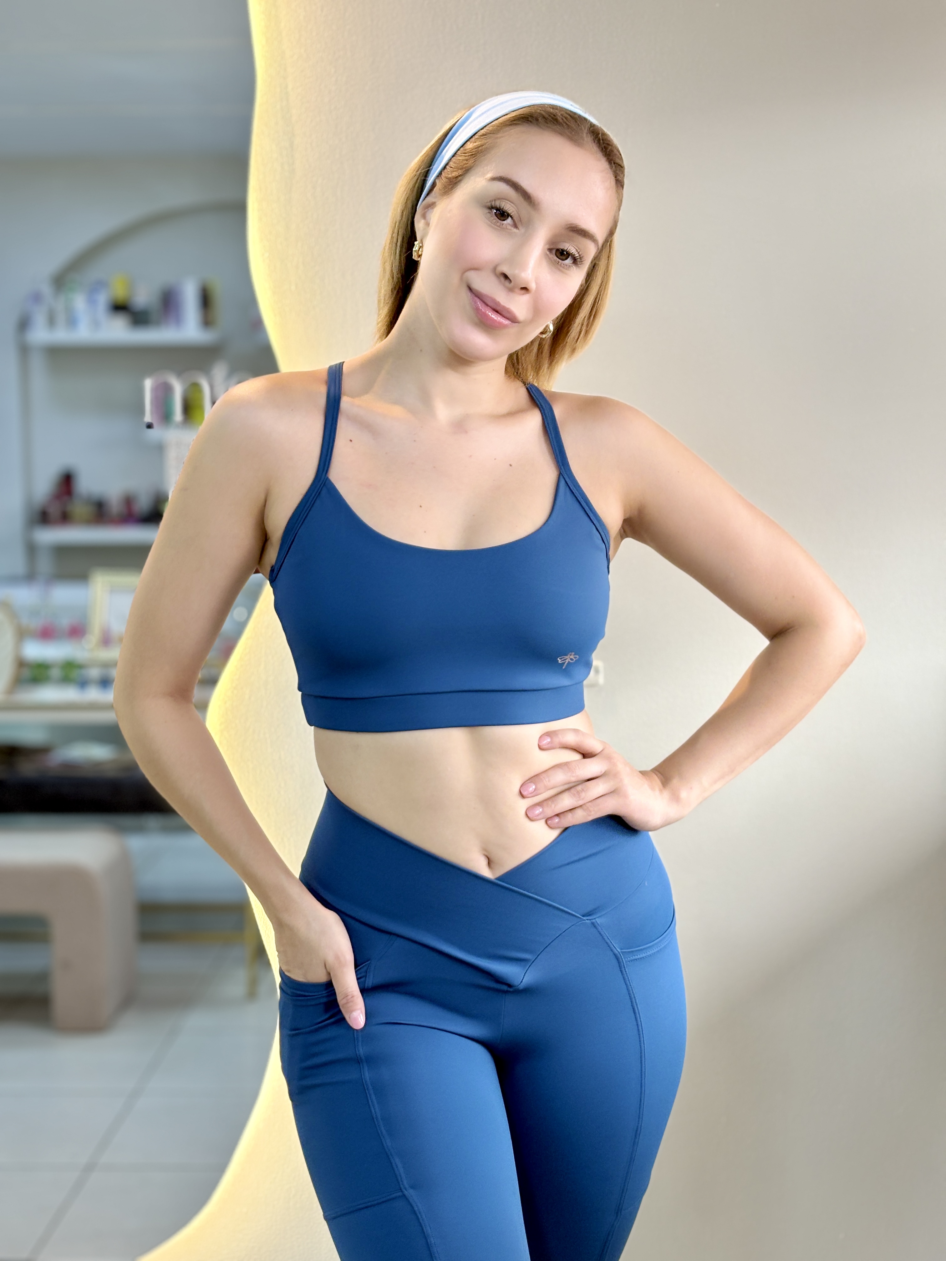 Flare Legging en V - Blueberry